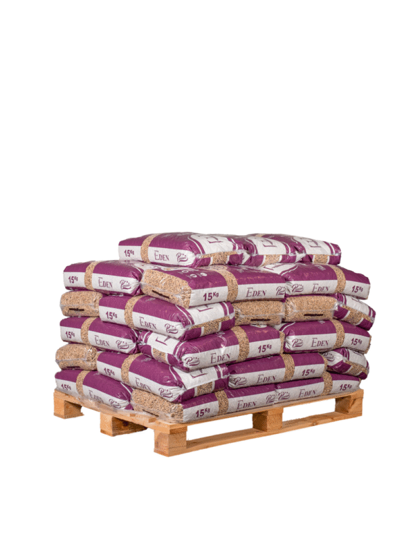 Granulés de Bois Certifiés – Pellets Premium Eden – Palette 495 Kg (33 Sacs × 15 Kg) Granulés de Bois Certifiés – Pellets Premium Eden – Palette 495 Kg (33 Sacs × 15 Kg) – Image 1